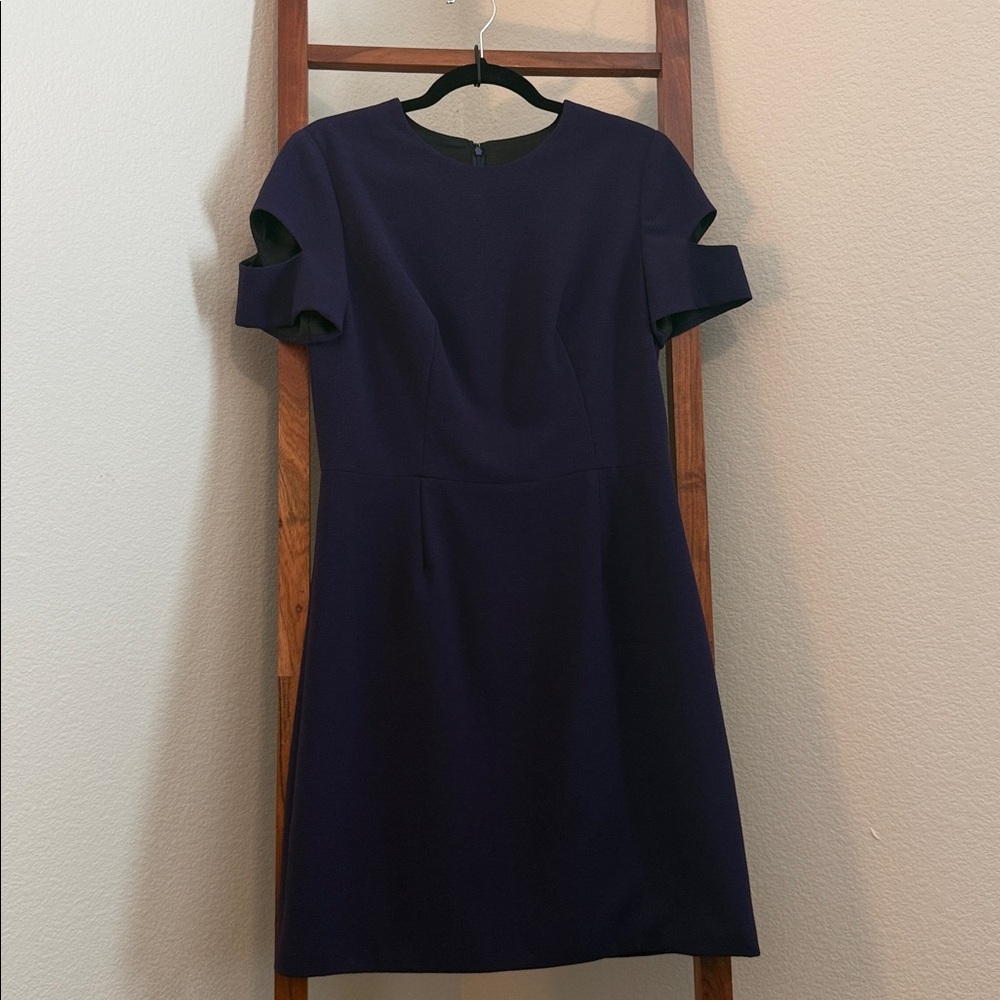 Misha Nonoo New York Purple Cut Out Sleeve Structured Sheath Dress Size 10 Nwot
